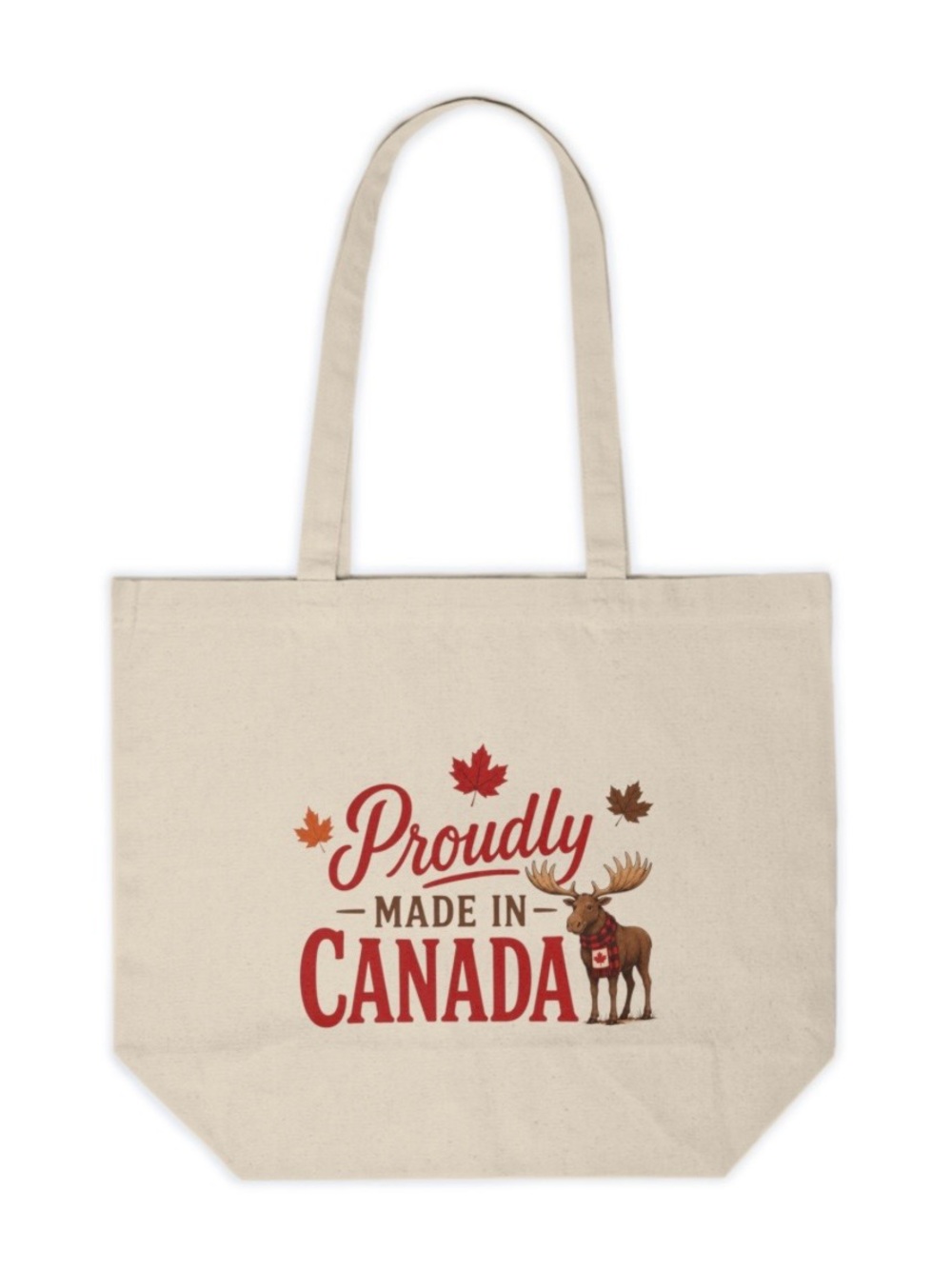 Proudly Made in Canada Canvas Tote Bag Moose Maple Leaf Canadian Shopping Bag
